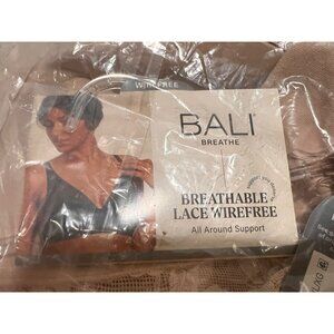 Bali Breathe Breathable Lace Wirefree Bra Almond XL Lot of 2 New